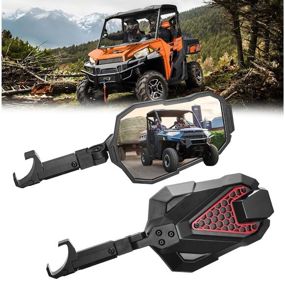 Rear View Mirrors for UTV – Fits Ranger XP 1000, Can-Am Maverick, Defender - Picture 1 of 9